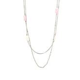 Pink and White Mother of Pearl Silver Chain